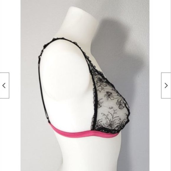 NWT I.D. Sarrieri Black Lace Swarovski Crystal Bralette Bra 36C - Picture 5 of 9